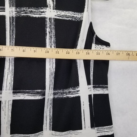 Eliza J A-Line Dress Women's 6 Black White Windowpane Sleeveless Modern Back Zip - Picture 14 of 14